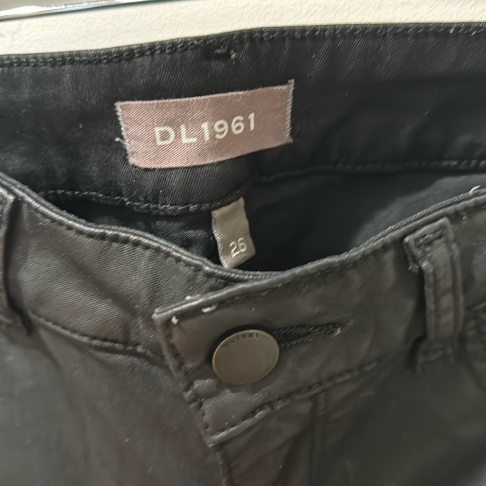 DL1961 black faux-leather-like jeans
